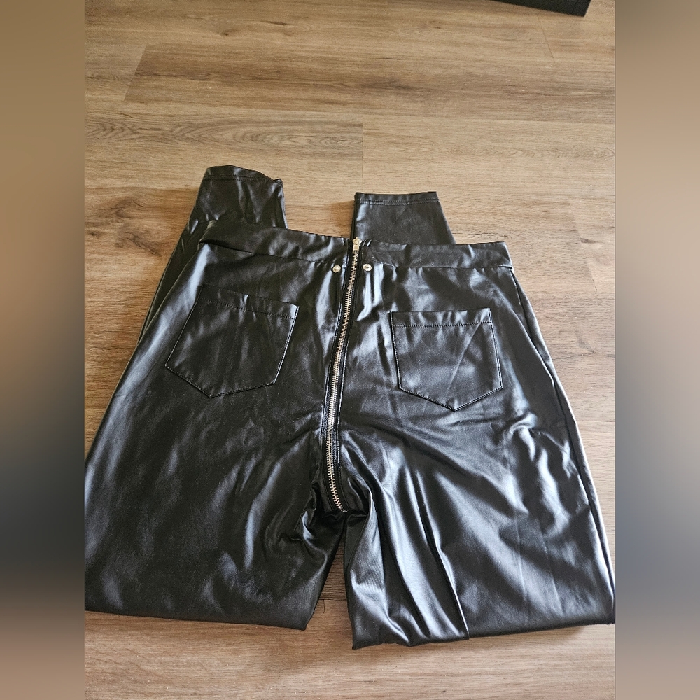 Black Faux Leather Pants